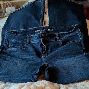 American Eagle Outfitters Women's Dark Blue Artist Flare Jeans